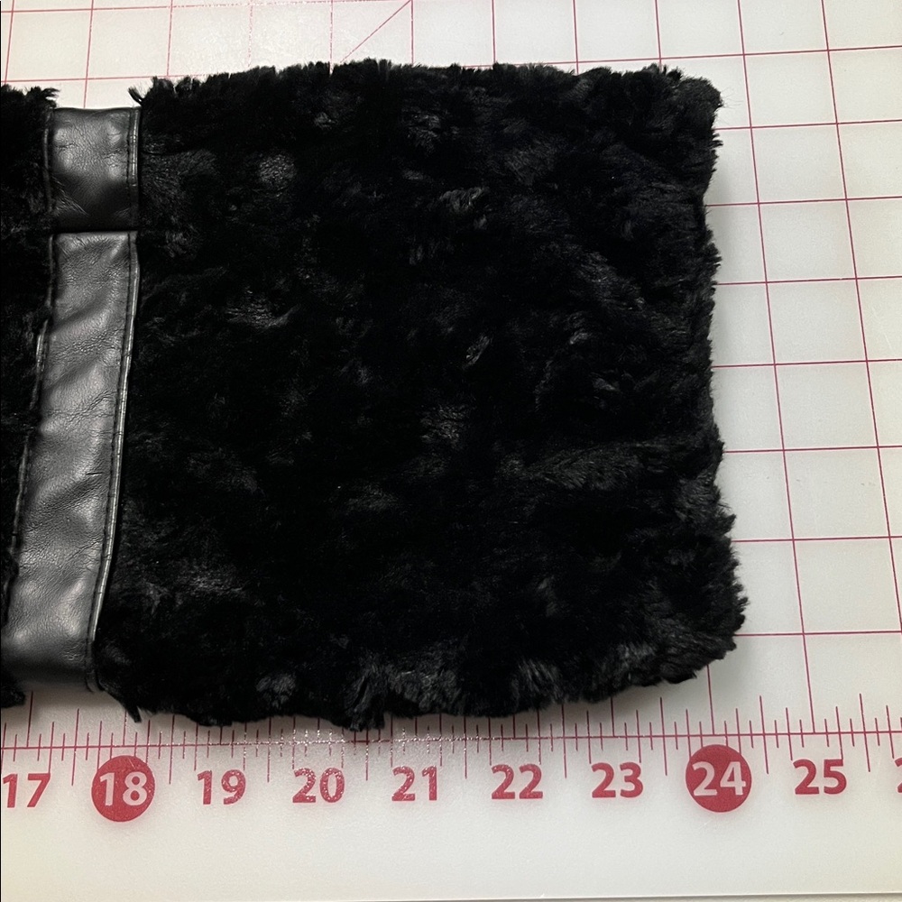 BETSEY JOHNSON Penny Lane Faux Mongolian Fur/Leather Mod Wide Collar BLK Coat S - Picture 11 of 16